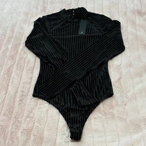 Lulu's Black Ribbed Bodysuit